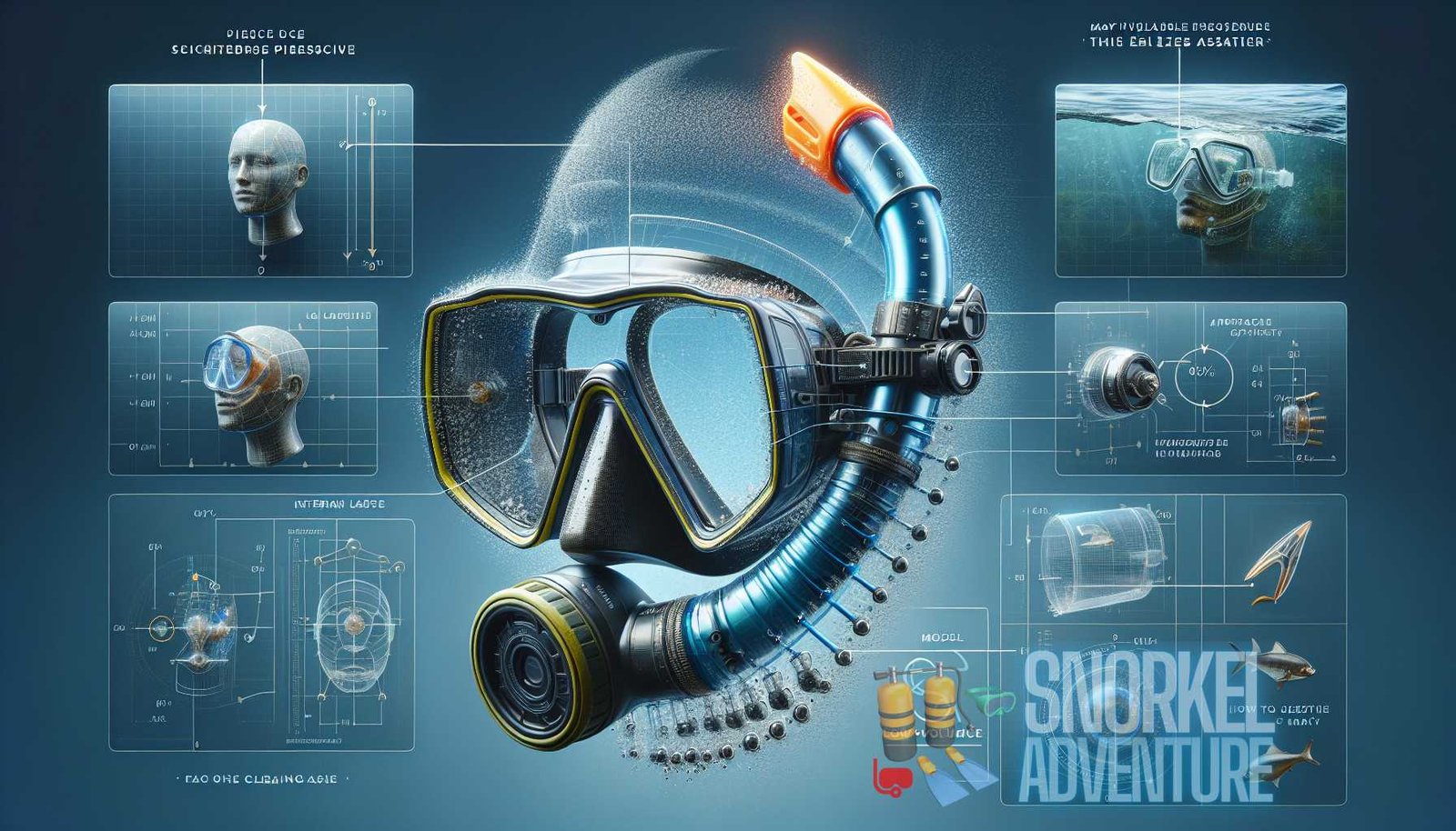 Illustration for section: A low volume mask refers to a mask with a smaller internal airspace. This design feature brings the  - snorkel gear science